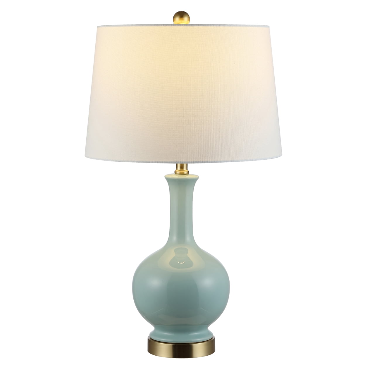 Safavieh Bowie 17" 1-Light Contemporary Gold Table Lamps White Transitional Shades