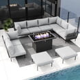 thumbnail image 4 of LayinSun 11 Pieces Aluminum Patio Furniture Set, Modern Modular Sectional Sofa with Fire Pit Table and Upgrade Thickness Cushion, 4 of 8