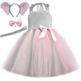 thumbnail image 2 of Vestido con tutú de elefante volador rosa y gris para niñas pequeñas, disfraz de Halloween, disfraces de animales, ropa para fiestas en la jungla, 2 of 5