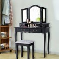 thumbnail image 4 of Gymax Vanity Set Makeup Dressing Table Tri Folding Mirror Black Stool 4 Drawers Black, 4 of 10
