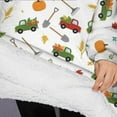 thumbnail image 3 of Oversized Wearable Blanket Hoodie,Cartoon Tractors Pumpkins White Pattern Sherpa Blanket Hoodie with Super Pockets,Super Warm Fuzzy Pullover for Women & Men, 3 of 6