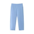 thumbnail image 5 of FRSASU Girl's Knee Length Capri Leggings with Pockets Yoga Workout Capris Pants Stretch for Running Casual Sky Blue, 5 of 9