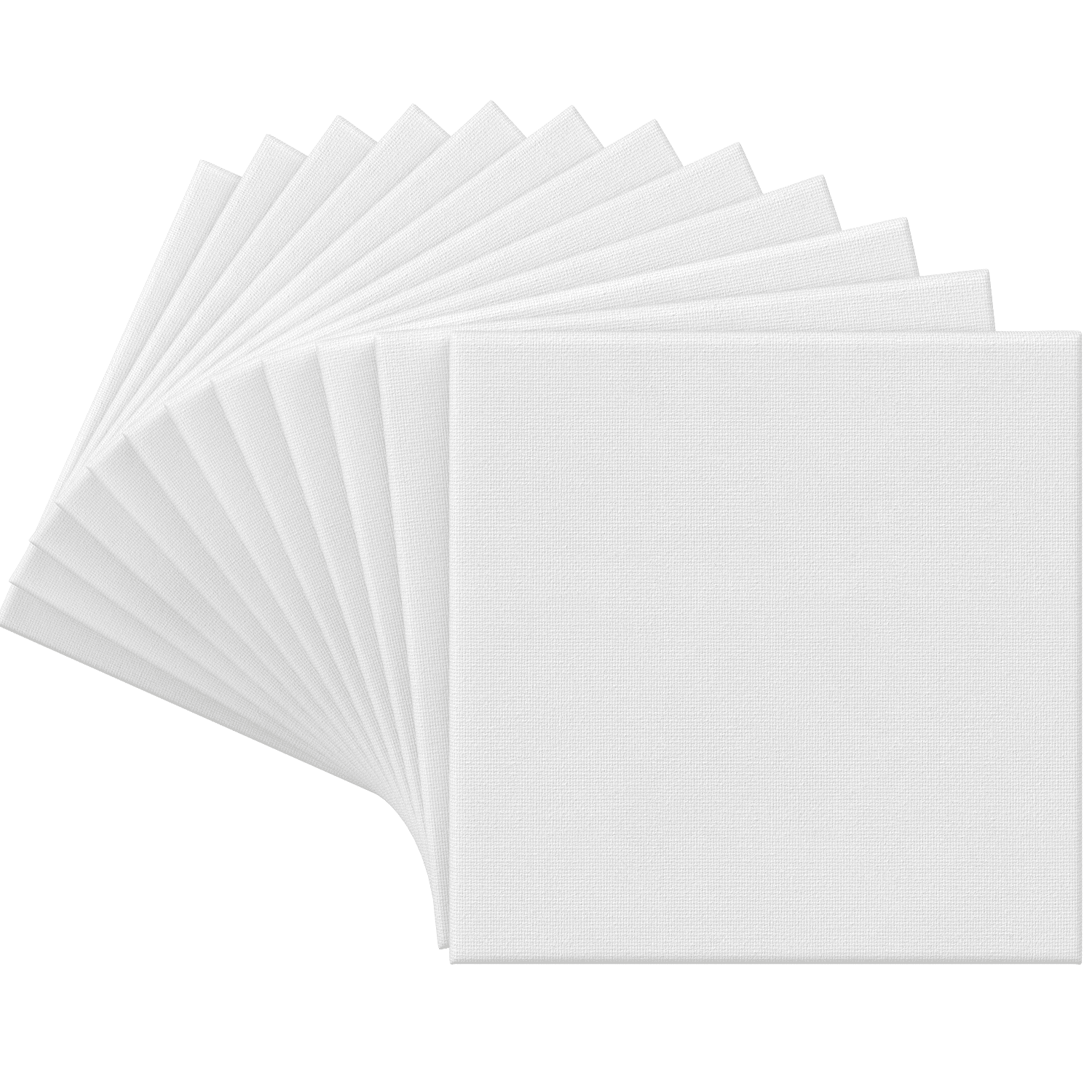 Arteza 8" x 8" Stretched Canvas, Set of 12, White Cotton