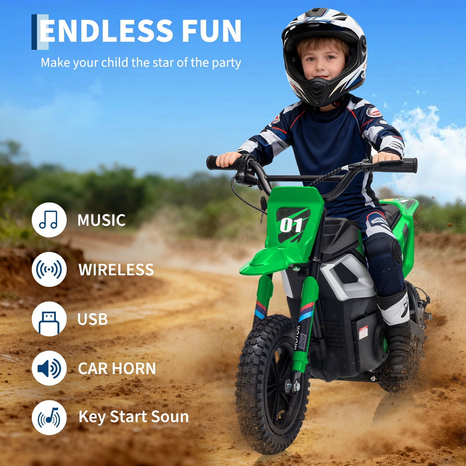 24V Kids Electric Dirt Bike - 350w Kids Motorcycle, 13.67 Mph Max Speed Electric Bike for Kids, Rear Wheel Suspension, 12 Miles Range, Twist Grip Throttle, Rubber Tire, Christmas, New Year Gifts Kid