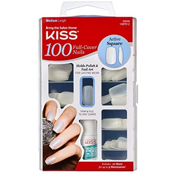 Kiss Nails 100 Full Cover Nails - Active Square