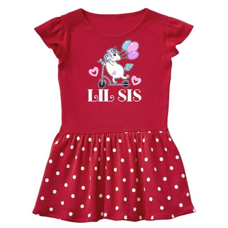 

Inktastic Lil Sis Unicorn Sister Announcement Gift Baby Girl Dress
