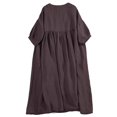 thumbnail image 4 of Tumotour Cottton And Linen Dress For Women 2025 Spring Summer Loose Crewneck Puff Sleeve Elegant Pleated High Waist Mini Dresses, 4 of 8