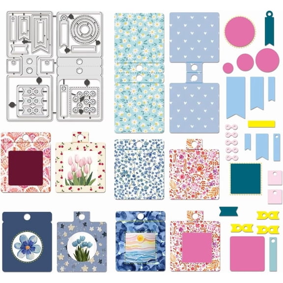 Card Holder Die Cuts for Card Making Label Tag Carbon Steel Template Metal Embossing Cutting Dies for Paper Card Making DIY Scrapbooking Album Craft Home Decor Silver