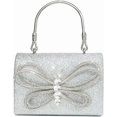 thumbnail image 1 of Bolso de noche para mujer, con lazo brillante, bolso de mano para boda, fiesta, con purpurina y diamantes de imitación, 1 of 3