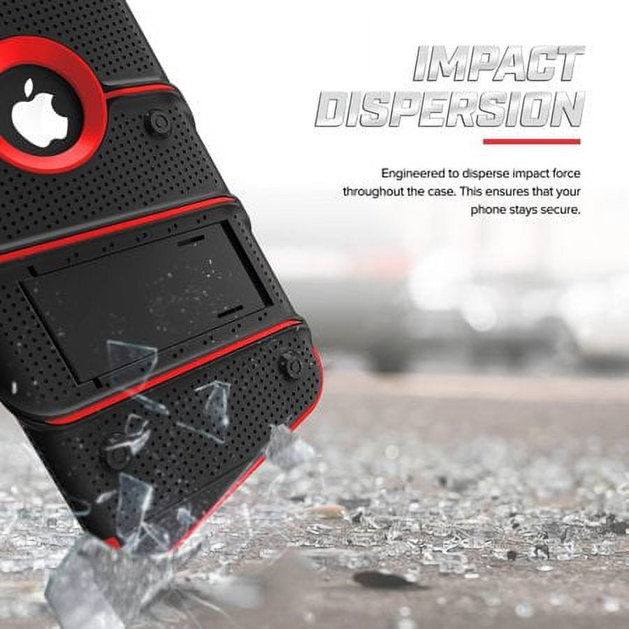 ZIZO BOLT Series for iPhone XR Case Military Grade Drop Tested with Tempered Glass Screen Protector Holster and Kickstand BLACK RED