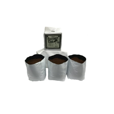 7 Gal. Plastic Grow Bag (3 Pack) with Coconut Coir Premium Growing Media