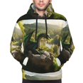 thumbnail image 2 of Bingfone Deep Forest Stone Green Dragon Men's Drawstring Hoodie Long Sleeve Pocket Sweatshirts-4X-Large, 2 of 6