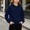 thumbnail image 4 of DJDLJWCJ Teen Boys Solid Color Hoodie (1-15) Lightweight Long Sleeve Pullover Sweatshirt for Boys Stretch Soft Comfy School Sweatshirts Dark Blue Size 1T, 4 of 9