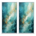 thumbnail image 2 of Designart "Turquoise Calm II" Abstract Landscapes Framed Wall Art Set Of 2 - Teal Landscapes Gallery Wall Frame Set For Home Decor, 2 of 6