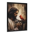 thumbnail image 2 of WFSposter Jesus Canvas Wall Art Jesus with Red Bird Bright Red Picture Print Christian God Poster Cardinal and Jesus Picture for Church Prayer Room, 2 of 7