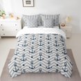 thumbnail image 2 of Erosebridal Nautical Anchor Print Bedding Sets Full Size, Gray Geometric Wave Stripes Comforter Sets with Sheets, Reversible 7pcs, 2 of 5