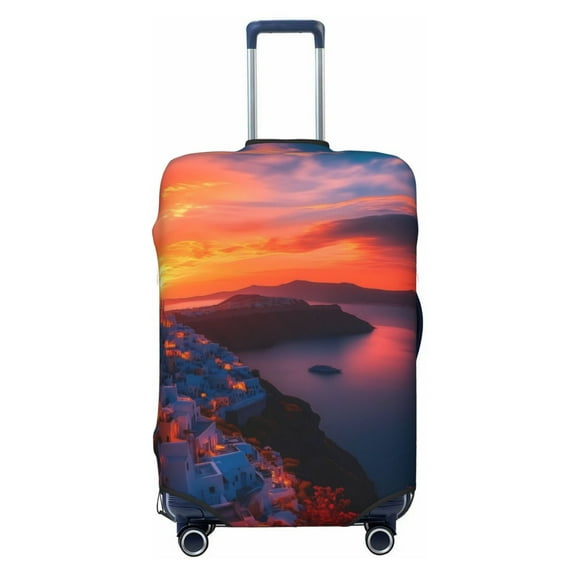 Travel Luggage Cover Protector - Santorini Sunset Bliss Anti-Scratch Suitcase Covers Fits 18-32 Inch Luggage