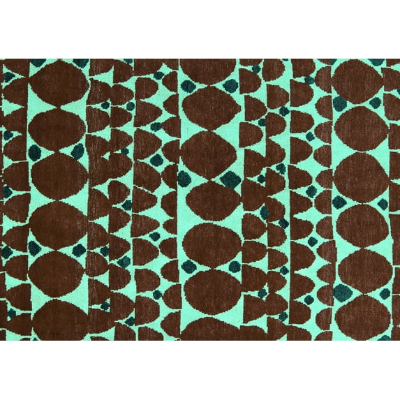 Ahgly Company Indoor Rectangle Abstract Turquoise Blue Modern Area Rugs, 8' x 10'