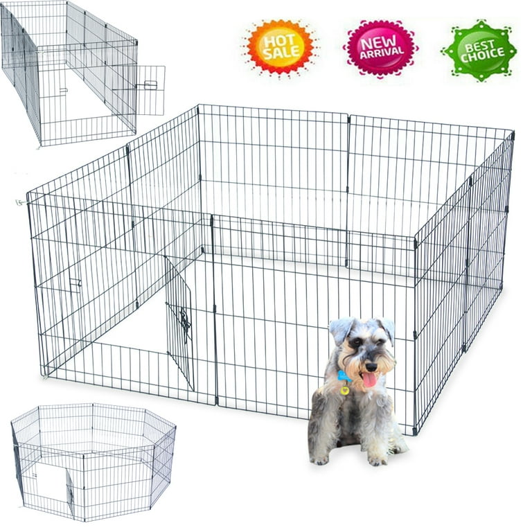 24 Inch 8 Panels Tall Dog Playpen Crate Fence Pet Play Pen Exercise Cage  Yard - Walmart.com