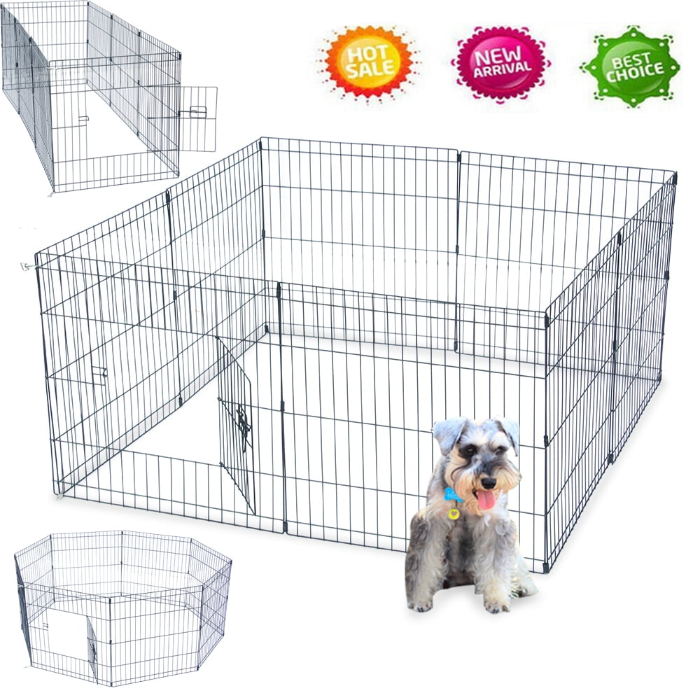 24 Inch 8 Panels Tall Dog Playpen Crate Fence Pet Play Pen Exercise