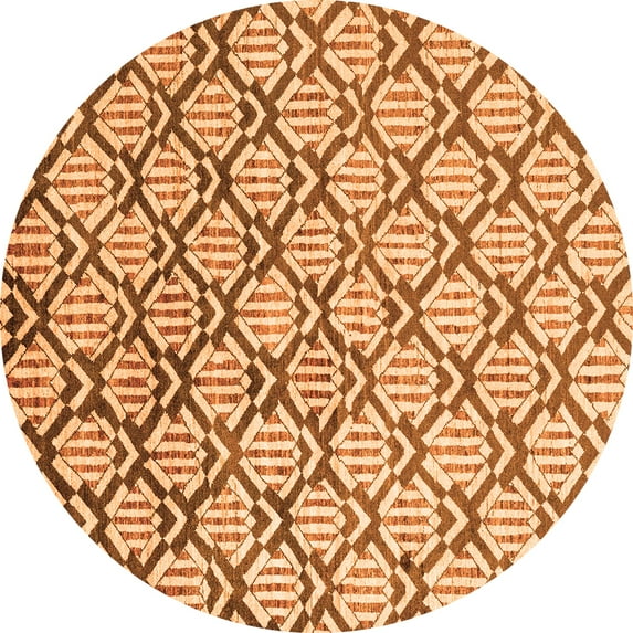 Ahgly Company Indoor Round Oriental Orange Modern Area Rugs, 6' Round