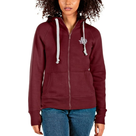 Women's Antigua Maroon Texas Southern Tigers Victory Full-Zip Hoodie