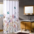 thumbnail image 4 of Stall 36"x72" Watercolor Pink Botanical Flowers Shower Curtain Set with Hooks, Butterfly Bathroom Curtain Modern Minimalist Waterproof Bath Curtain Machine Washable, 4 of 6