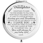 Ueerdand Daughter Gifts from Mom and Dad, Birthday Graduation Gifts for Her, Christmas Holiday Sentimental Present for Women Girls, Silver Purse Pocket Makeup Compact Mirror