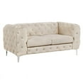 thumbnail image 6 of RN Furnishings 3- Piece Button Tufted Velvet Fabric Sofa Set -Beige, 6 of 8