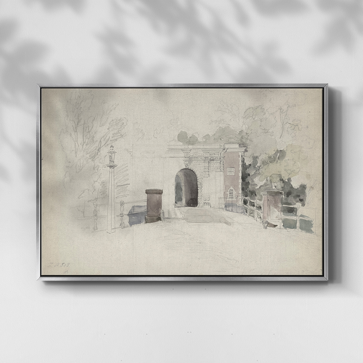 Vintage Sketch-XXXI By Wexford Home Framed in Silver Wood Gallery Wrapped Canvas 25 in. x 37 in.