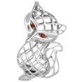 thumbnail image 1 of Sterling Silver Prayer Box / Urn Pendant Fox Motif Red CZ Eyes Rhodium Finish, 1 5/8 inch, 1 of 3