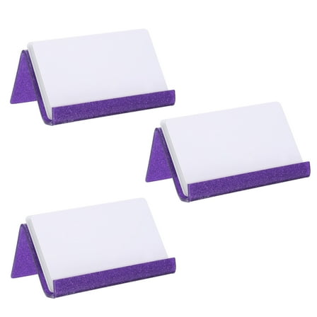 Uxcell 3pcs Business Card Holder for Desk, Acrylic Bling Business Name Card Organizer Desktop Card Rack Display Stand for Office Exhibition Meeting Home, Purple