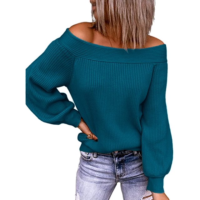 Pulls Femmes Robe Oversize Manches Longues Sexy hors Épaule Couleur Bloc Pull Pull Tops