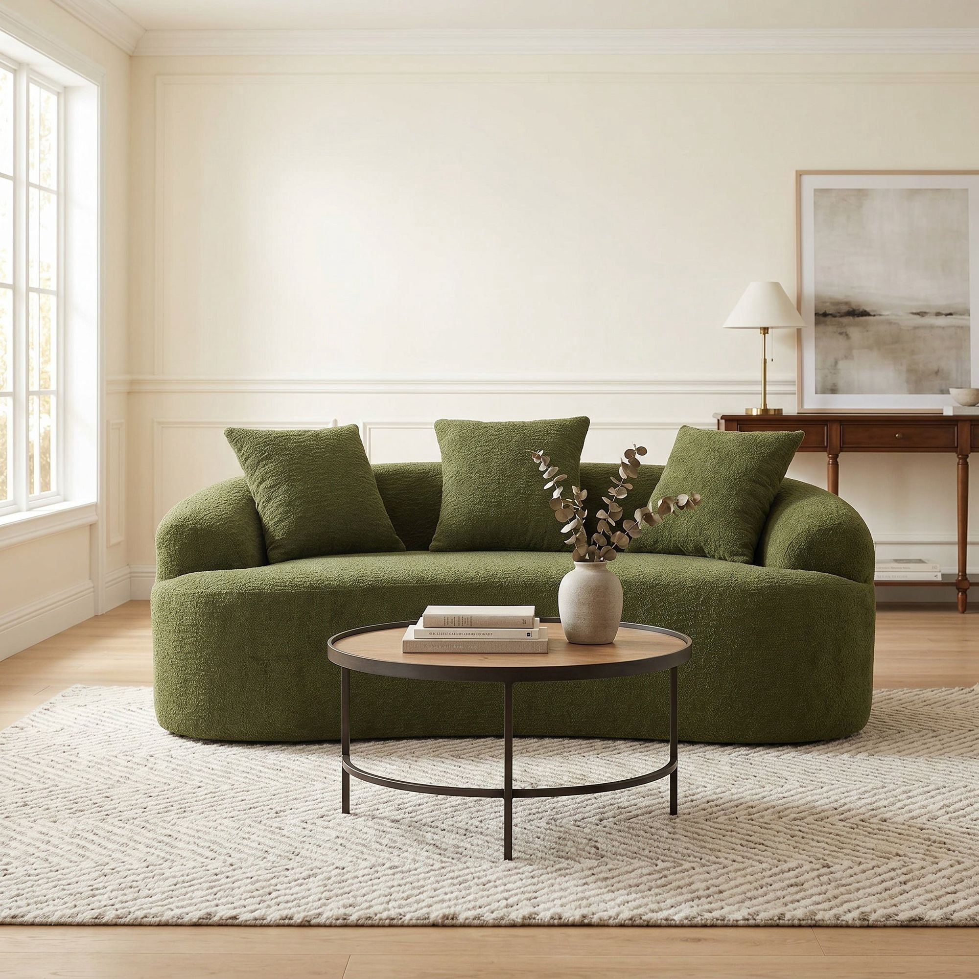 Sailvan Curved Loveseat No-Assembly Chenille Sofa for Small Spaces
