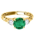 thumbnail image 2 of Mauli Jewels Rings for Women 0.70 Carat Diamond And Round Shaped Emerald Ring 4-prong 10K Yellow Gold, 2 of 6