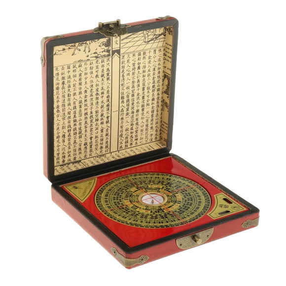 Antique Large BaGua Feng Shui Luo Pan Chinese Luck with Leather Dragon