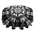 thumbnail image 4 of Black White Tie Dye Mandala Pattern Round Tablecloth 60"x60",Wrinkle Wipeable Table Cloth for Kitchen Dining Room Picnic Patio Party, 4 of 6