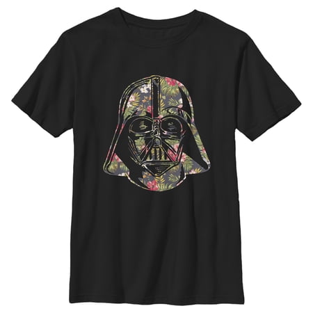 UPC 194544979943 product image for Boy s Star Wars: A New Hope Tropical Print Darth Vader Helmet Graphic Tee Black  | upcitemdb.com