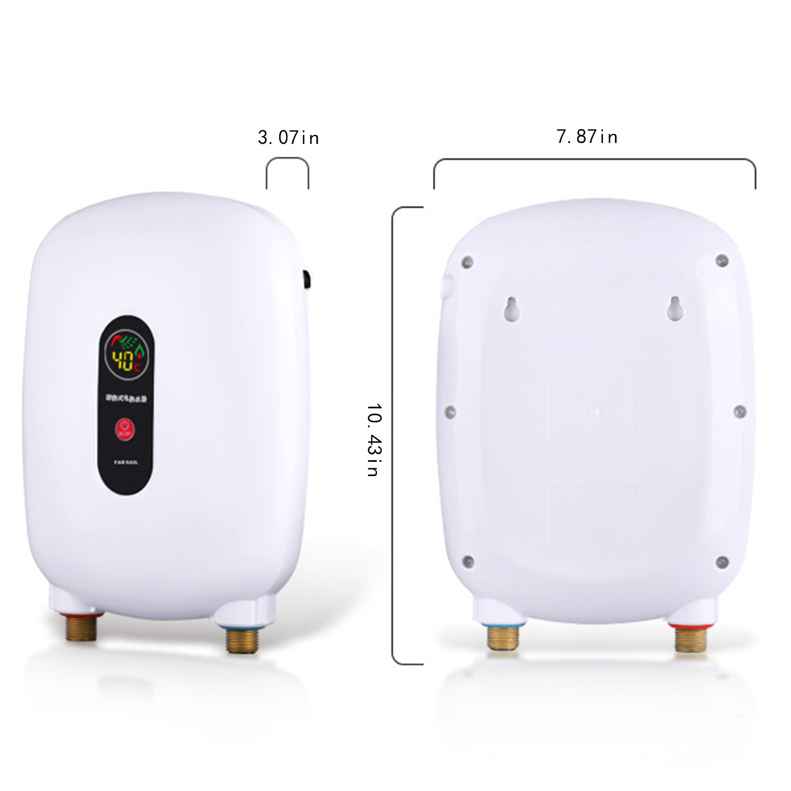 Djiypn 3500W Mini Water Heater 220V Electric Tankless Instant Hot Water Heater Thermostatic Washing Heating System For Home Kitchen Bathroom (White)
