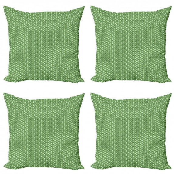 Philodendron Throw Pillow Cushion Case Pack of 4, Rhythmic Watercolor Look Monstera Leaves Pattern, Modern Accent Double-Sided Print, 4 Sizes, Lime Green Olive Green, by Ambesonne