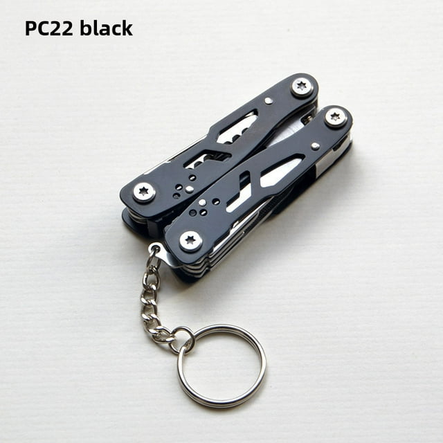 Outil Pliant Multi-Usage 14-en-1 Tout en Acier : Mini Pinces Compactes avec Couteau, Compagnon Portable pour l'Extérieur et Trousse de Réparation d'Ordinateur, Idéal pour le Camping, la Randonnée, le Bureau – Noir