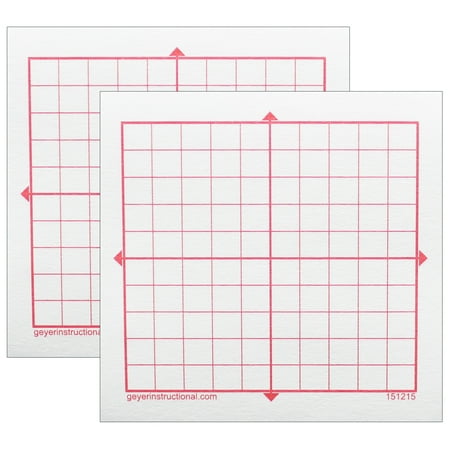 Geyer Instructional Graphing 3M Post-it Notes, XY Axis, 10 x 10 Square Grid, 4 Pads Per Pack, 2 Packs
