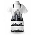 thumbnail image 3 of City Apron Silhouette Long Buildings Skyline Real Estate Pattern Architecture Inspirations, Unisex Kitchen Bib Apron with Adjustable Neck for Cooking Baking Gardening, Black Grey White, by Ambesonne, 3 of 3