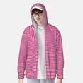 thumbnail image 3 of Picia Pink Gingham Women's Men's UPF 50+ Sun Protection Hoodie Shirt Long Sleeve SPF Fishing Outdoor UV Hiking Lightweight Shirts-3X-Large, 3 of 9