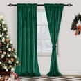 thumbnail image 4 of XWZO Green Velvet Curtains 96 inch for Christmas Holiday Decor Set of 2, Rod Pocket Blackout Curtains for Bedroom Living Room with Tiebacks, 52"W x 96"L, 4 of 9