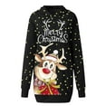 thumbnail image 4 of Chandail de Noël pour Femmes Imprimé de Vacances chandail Mi-Long Fermeture Veste à Capuche Mode Cardigan Chaud Col Rond Manches Longues Chandail de Noël, 4 of 6