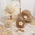 thumbnail image 6 of Zanarzt Farmer Hat for Kids Little Kids Girls Summer Straw Sun Hat Wide Brim Bowknot Floppy Beach Sun Hat and Straw Bag Khaki,One Size, 6 of 8