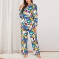 thumbnail image 2 of Rateoe tractor and garden Pattern Womens Pajamas Set Long Sleeve Sleepwear Button Down Nightwear Soft Cotton Pj Lounge Sets-Large, 2 of 7