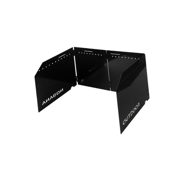 Parabrisas de estufa de campamento, parabrisas plegable para campamento, para mochilero al aire libre, Picnic Negro