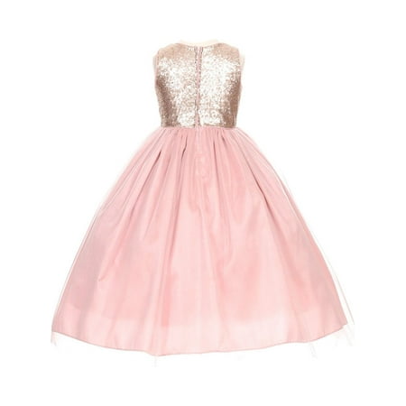 Cinderella Couture - Little Girls Dusty Rose Corsage Sequin Shiny Tulle ...